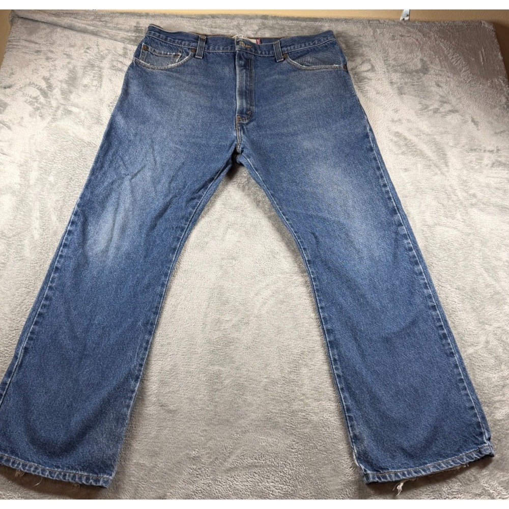 Vtg Levis 517 Boot Cut Jeans 38x29 Blue Denim Fade Distressed Mens USA